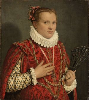 Giovan Battista Moroni: Young woman with a fan - Oil on canvas (ca. 1570)