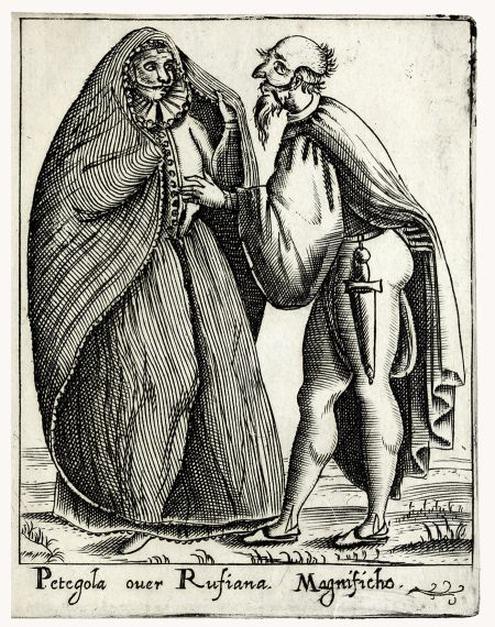 Etching by Francesco Bertelli: "Pettegola ovvero Ruffiana" - 1642