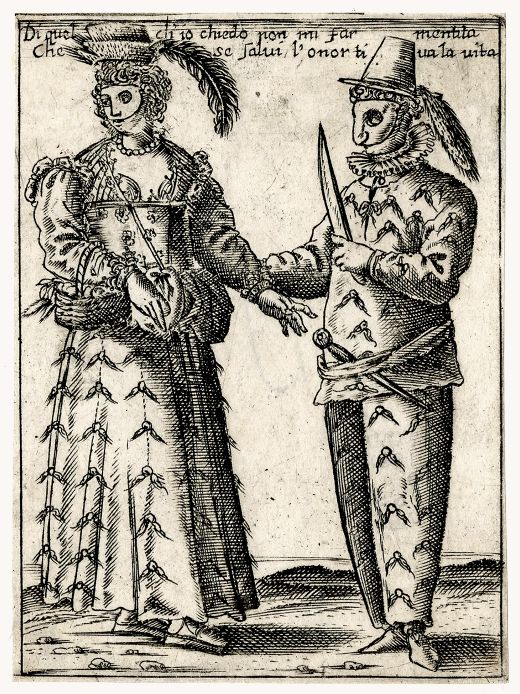 Etching by Francesco Bertelli: "Francesco Bertelli: "Maschera" (Mask) (1638-1650)