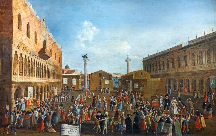 Gabriele Bella: "Ciarlatani in Piazzetta" - oil on canvas (ca. 1799-1792)