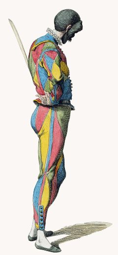 Color illustration by Maurice Sand: Arlechino - 1858