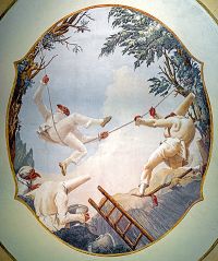 Giandomenico Tiepolo: The swing of the Polichinelles - fresco (1793) Museo di Ca' Rezzonico, Venezia