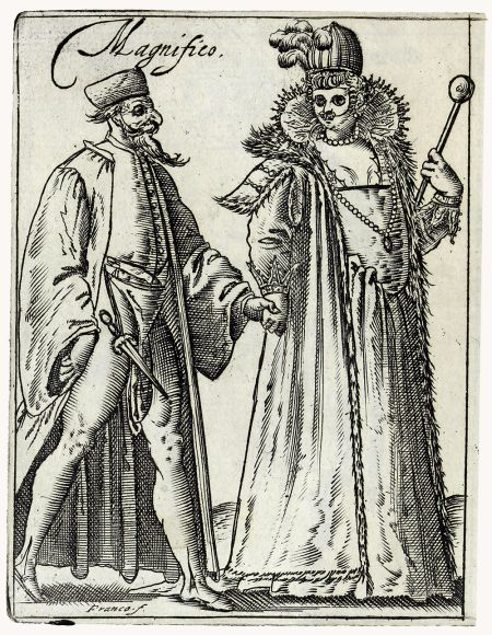 Etching by Francesco Bertelli: "Magnifico e Cortigiana" - 1642
