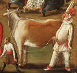 Alessandro Piazza: Caccia ai Tori in Campo san Polo (Bull chasing in the San Polo Square) oil on canvas (ca. 1700)