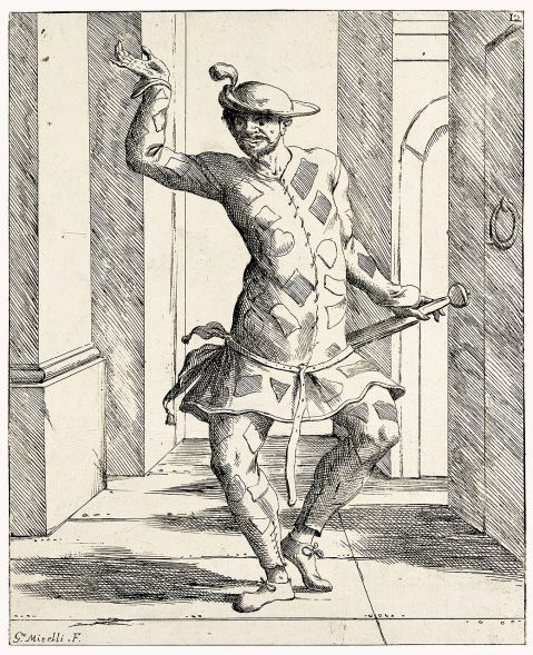 Engraving by Giuseppe-Maria Mitelli - Harlequin